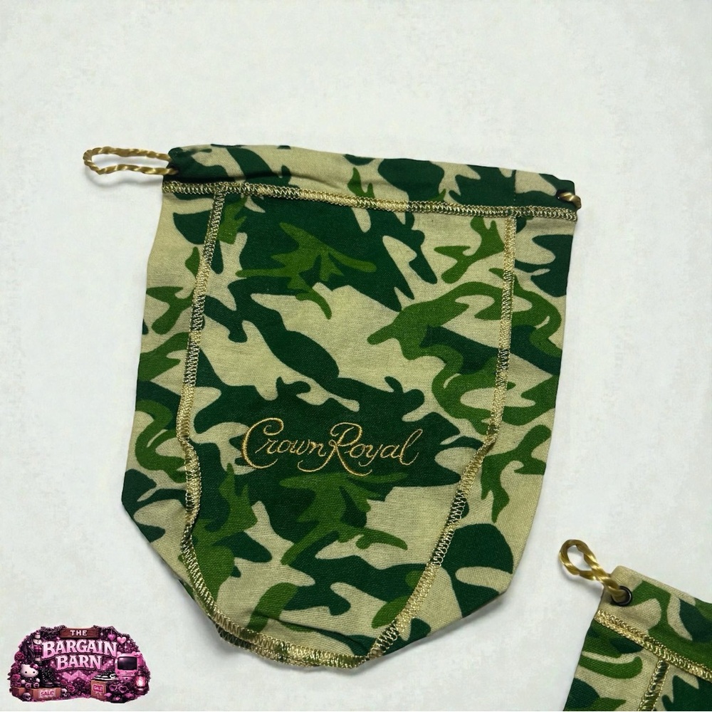 Crown Royal Limited Edition Green Camo 750ml Bottle Bags Gold Cord (Set of 2) - Picture 3 of 6